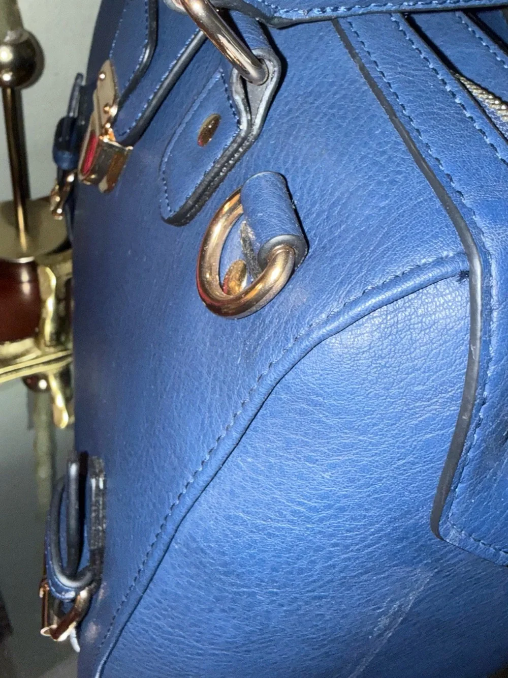 Classic Navy Structured Satchel with strap Handbag